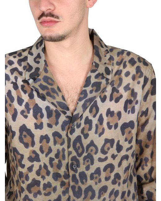 Balmain Black Leopard Printed Pyjama Shirt for men
