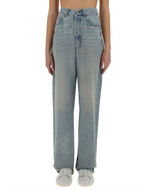 Saint Laurent Blue Baggy Long V-waist Jeans