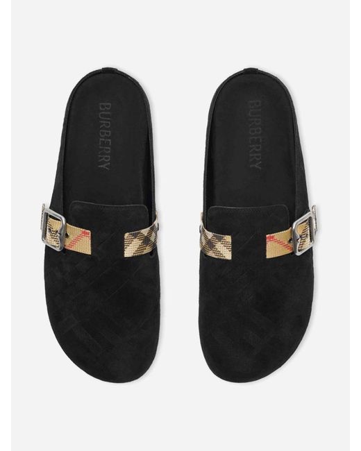Burberry Black Suede Clogs for men