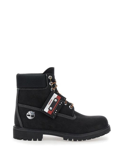 Timberland Black Premium 6 Inch Lace Up Waterproof Boot Nubuck for men