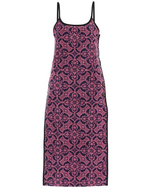 MARINE SERRE Purple Patterned Midi Dress