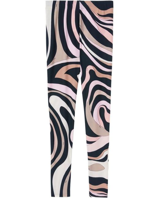 Emilio Pucci White Marble Print Leggings