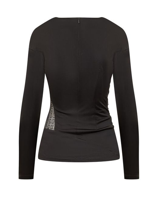 Givenchy Black Draped Jersey And Lace Top 4g