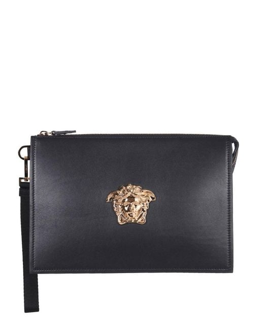 Versace Leather Large The Medusa Clutch in Black for Men | Lyst