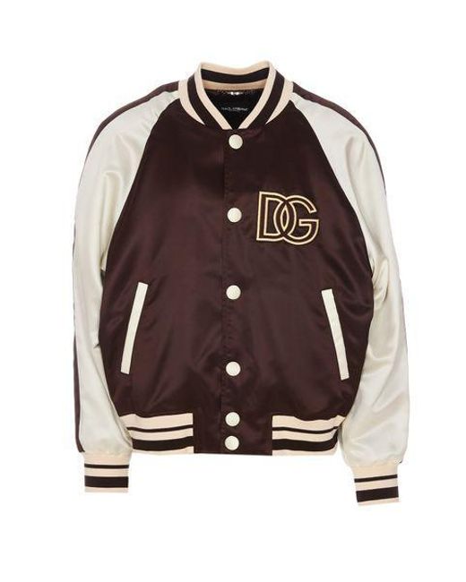Dolce & Gabbana Brown Stripe Cotton Bomber Jacket for men
