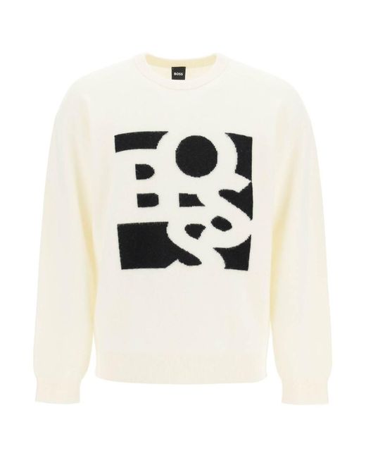 BOSS by HUGO BOSS Virgin Wool And Cashmere Sweater With Shaken Logo in