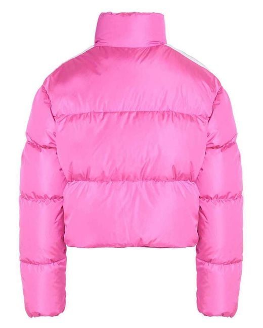 Palm Angels Pink 'Track' Cropped Puffer Jacket