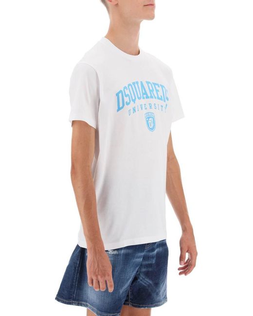 DSquared² Blue College Print T Shirt for men