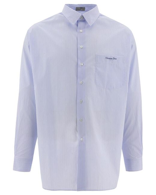 Dior Blue "Christian Couture" Striped Shirt for men