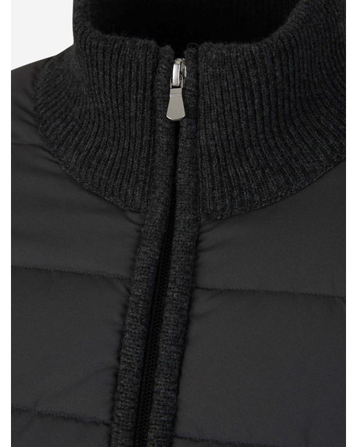 Gran Sasso Black Knit Padded Jacket for men