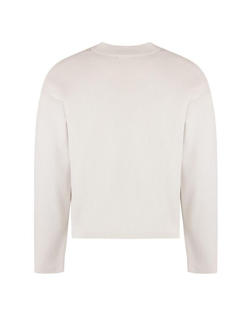 AMI White Cotton Blend Crew-Neck Sweater for men