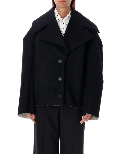 Marni Black Bonded Wool Felt Peacoat