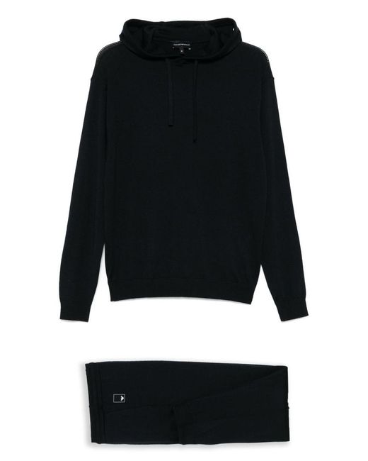 Emporio Armani Black Wool Knitted Jumpsuit for men