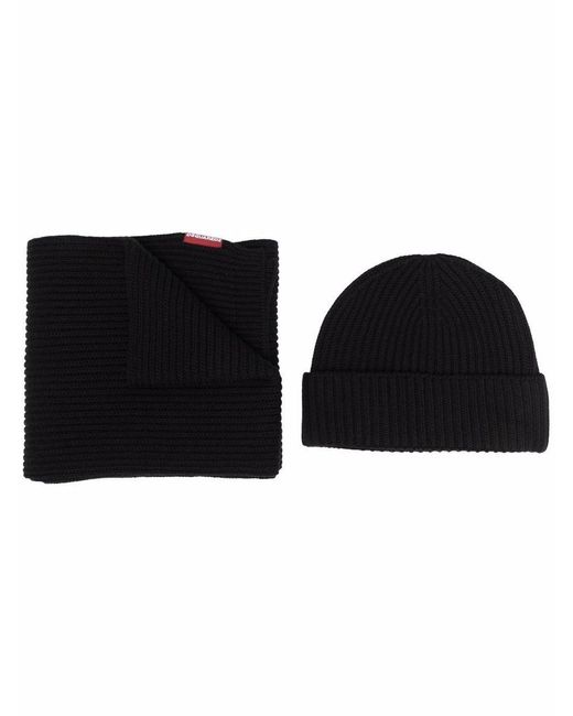 DSquared² Black Scarf And Beanie Set for men