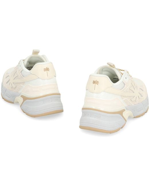 Palm Angels Natural Leather And Fabric Low-Top Sneakers