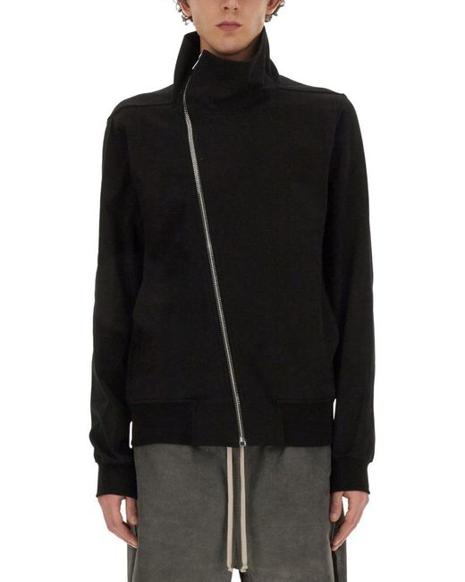 Rick Owens Black Zip Sweatshirt for men