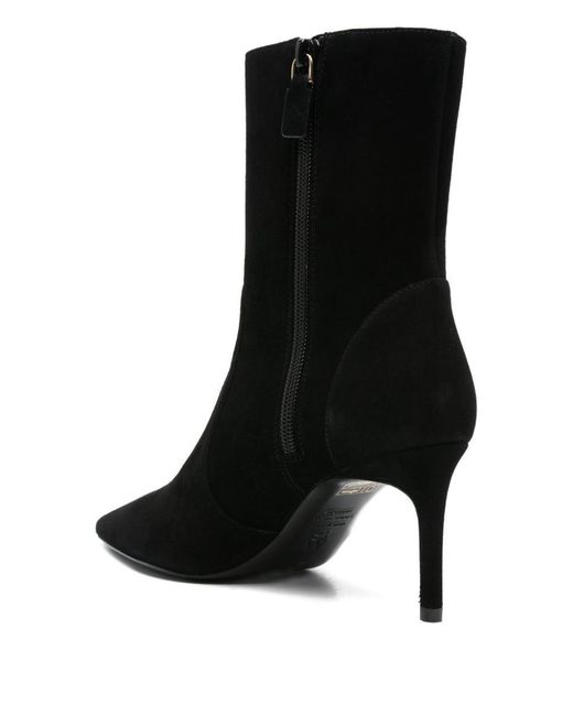 Stuart Weitzman Black Pointed-Toe Suede Boots