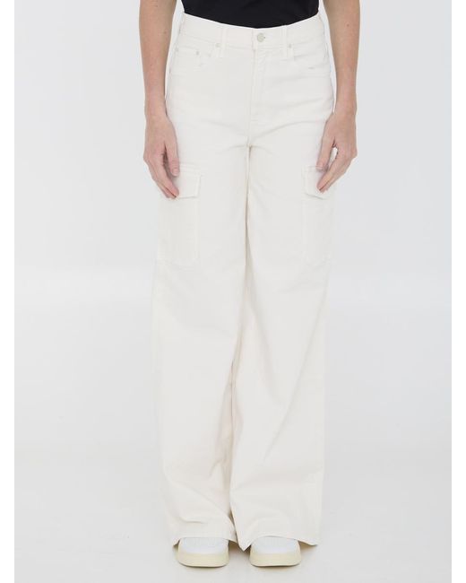 Mother White The Undercover Cargo Sneak Jeans