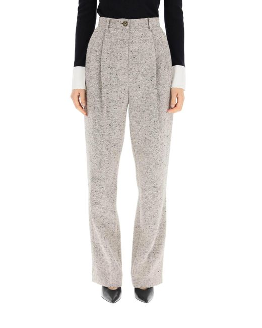 Tory Burch Wide Leg Tweed Trousers in 