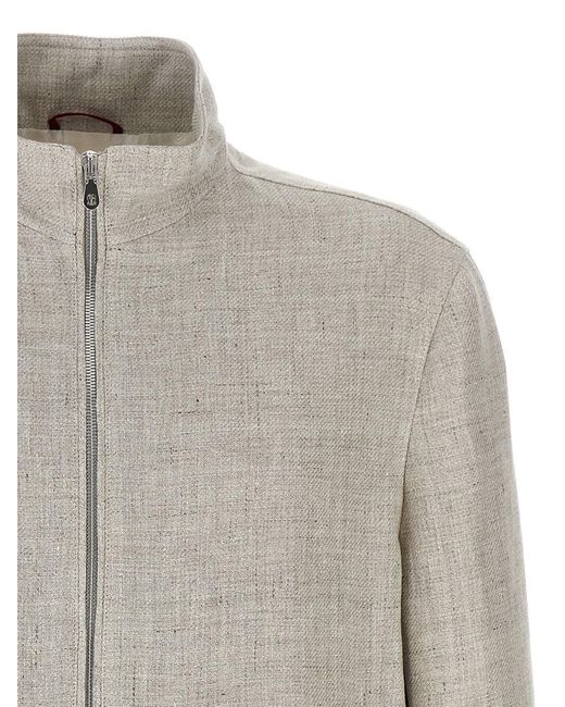 Brunello Cucinelli Gray Diagonal Bomber Jacket for men