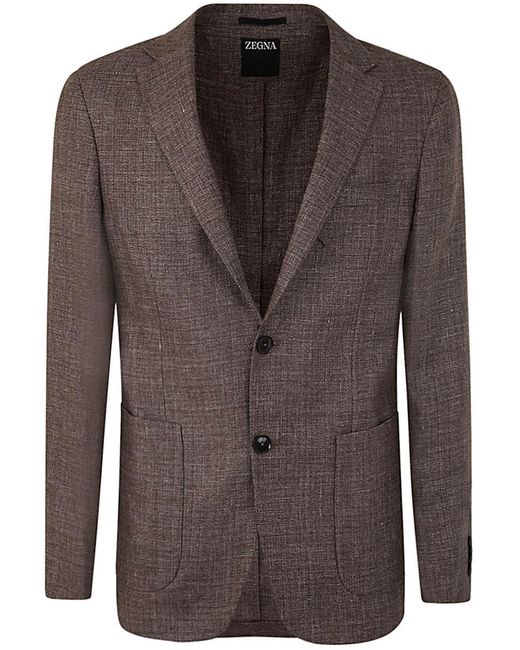 Zegna Brown Linen And Wool Jacket Clothing for men