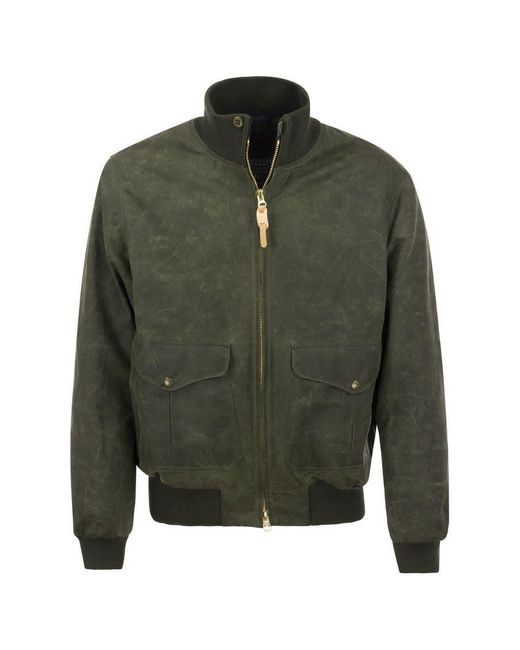 Manifattura Ceccarelli Green Water-repellent Cotton Bomber Jacket for men