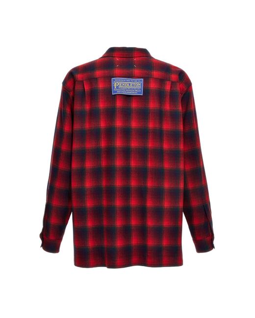 Maison Margiela Red Pendleton Shirt, Blouse for men