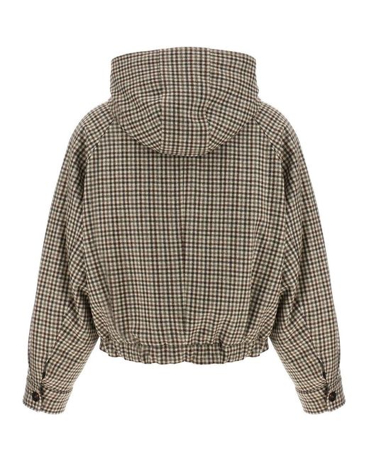 Brunello Cucinelli Multicolor 'Shiny Zipper Pull' Check Jacket