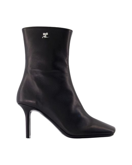 Courreges Black Square Toe 80 Ankle Boots