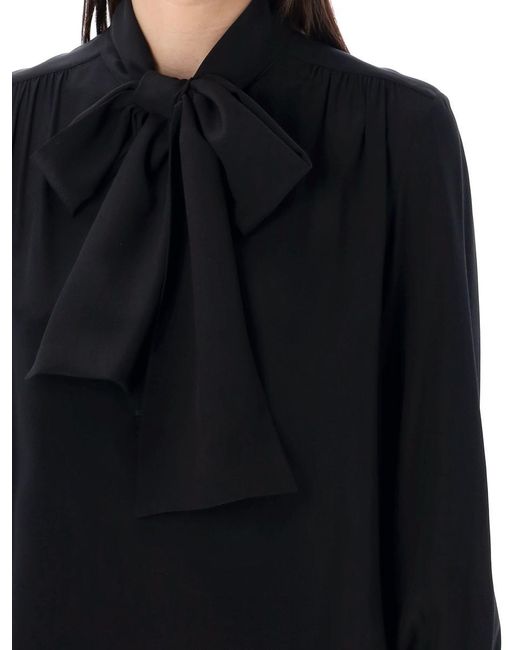 Saint Laurent Black Lavallière-neck Blouse