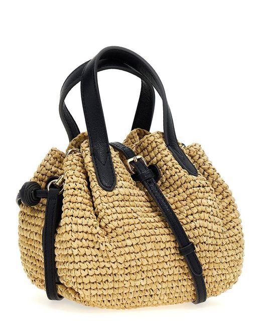 Anya Hindmarch Black 'Raffia Drawstring Small' Handbag