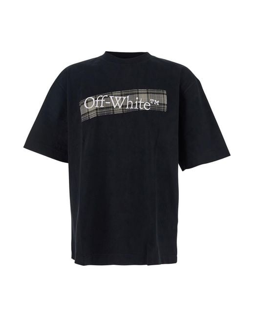 Off-White c/o Virgil Abloh Black Crewneck T-Shirt With Logo Lettering On The Front And Maxi Diagonal Motif On The Rear for men
