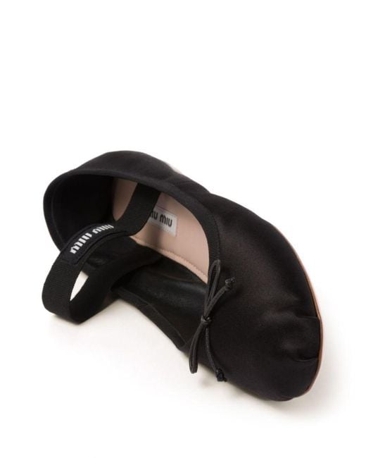 Miu Miu Black Flat-Heeled Ballerina Shoes For By