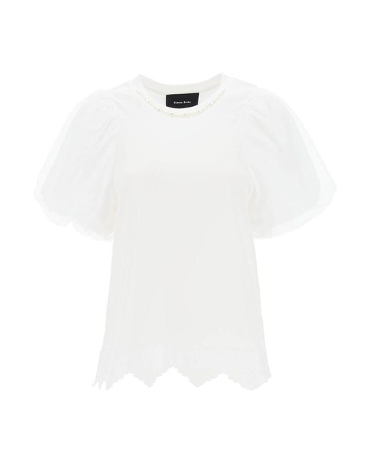 Simone Rocha White Puff Sleeve A Line T Shirt