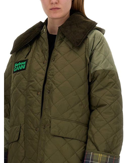 BARBOUR X GANNI Green "Burghley" Quilted Jacket