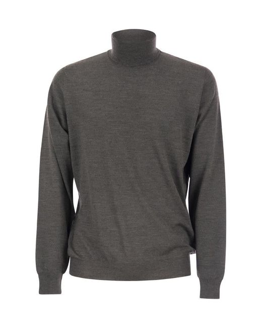 Fedeli Gray Turtleneck Sweater In Virgin Wool for men