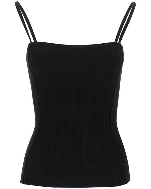 Jacquemus Black 'Le Haut Sierra' Ribbed Top With Logo Detail