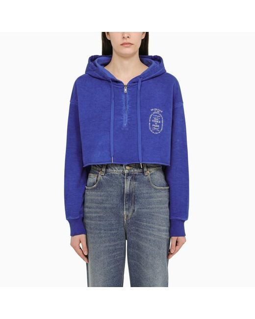 Golden Goose Deluxe Brand Blue Cropped Hoodie