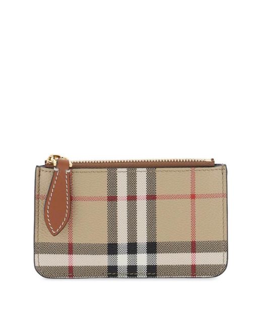 Burberry Brown Check Coin Purse With Chain Strap