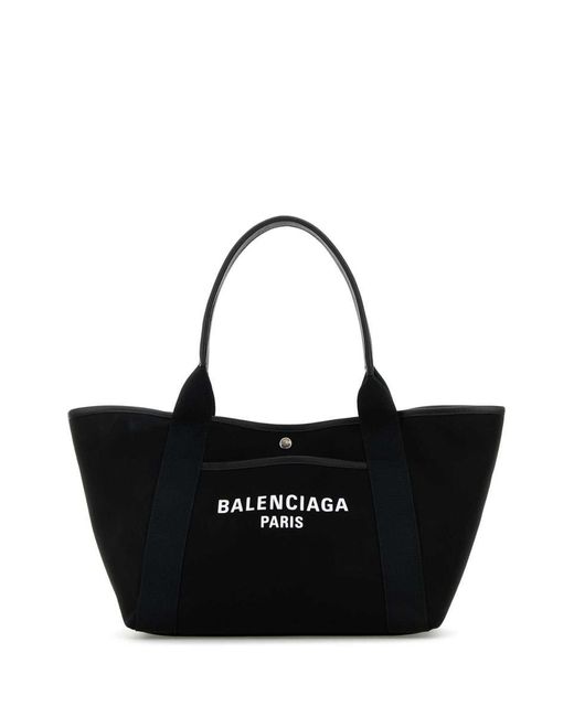 Balenciaga Black Canvas Medium Biarritz Shopping Bag