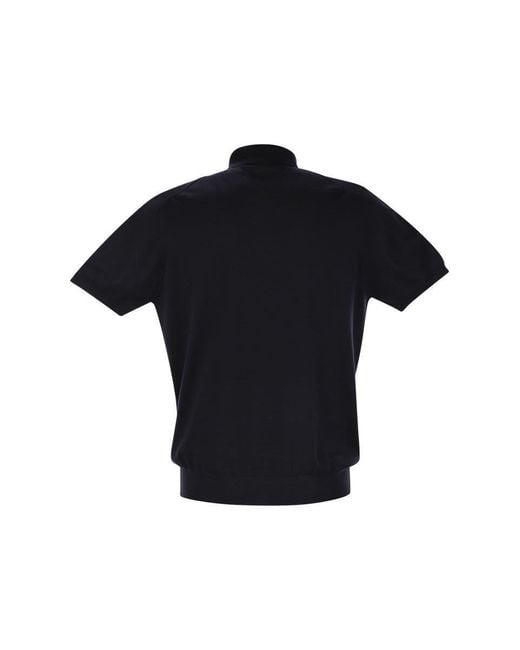 Kiton Black Short-Sleeved Cotton Polo Shirt for men