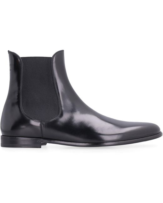 Dolce & Gabbana Spazzolato Leather Chelsea Boots in Black for Men | Lyst