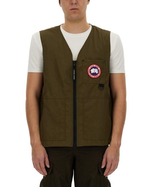 Canada Goose Green Vests With Logo for men