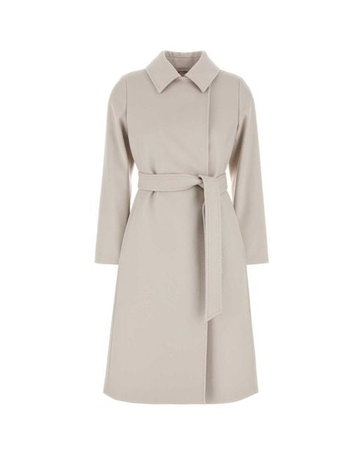 Max Mara Natural Sand Wool Bcollag Coat