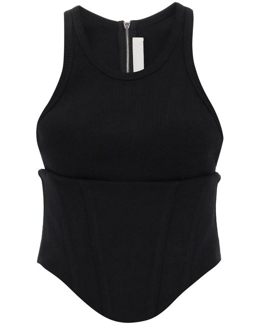 Dion Lee Black Tank Top With Underbust Corset
