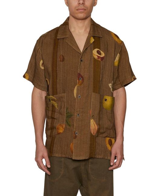 Uma Wang Brown Cupro And Jersey Tab Shirt for men