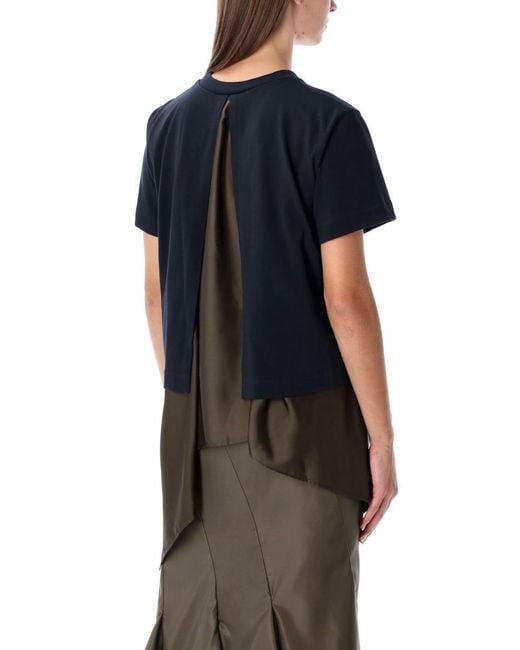 Sacai Black T-Shirt With Voile Back Insert