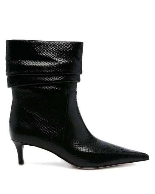 Michael Kors Black Textured Leather Ankle Boots