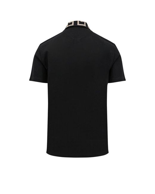 Versace Black Piquet Cotto Polo Shirt for men