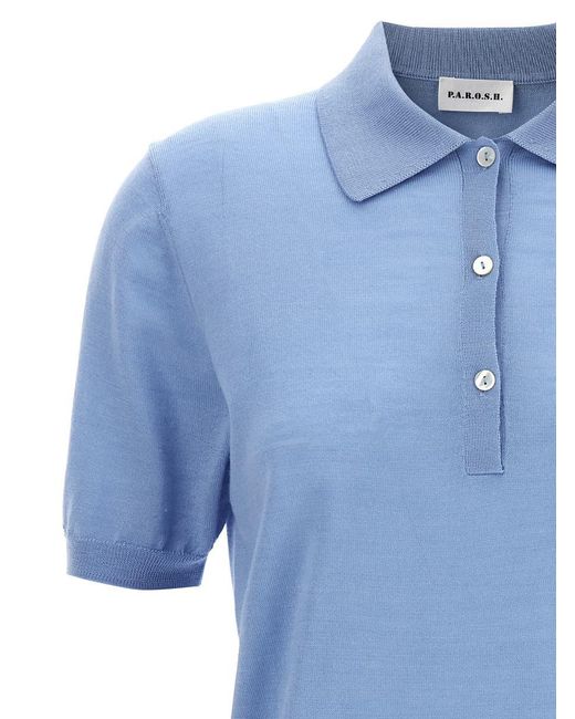 P.A.R.O.S.H. Blue Knitted Shirt Polo